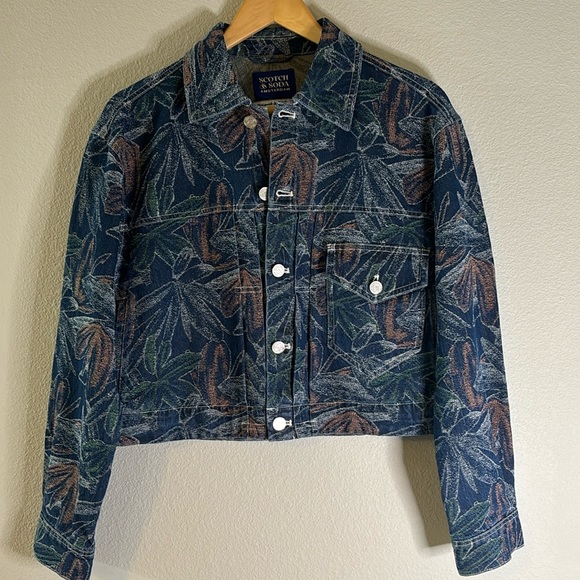 Scotch & Soda Jacquard Woven All Over Floral Denim Jacket - Picture 1 of 14